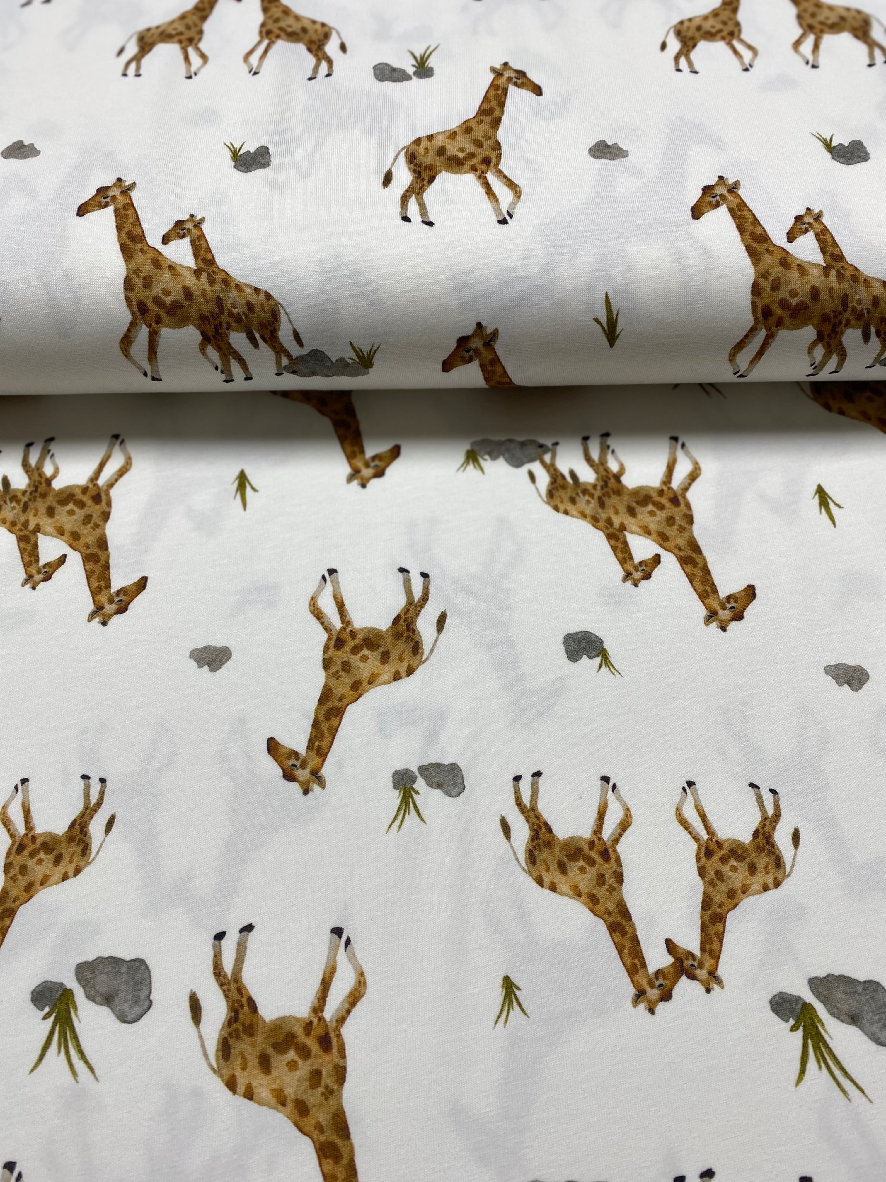 Baumwolle Jersey Stoff Giraffe | Tiere | Waldtiere |Meterware|Öko Tex 100