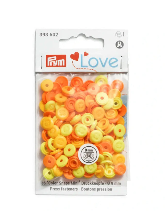 Druckknopf Mini  Color Snaps, Prym Love,9mm, Gelb Orange Art.393602