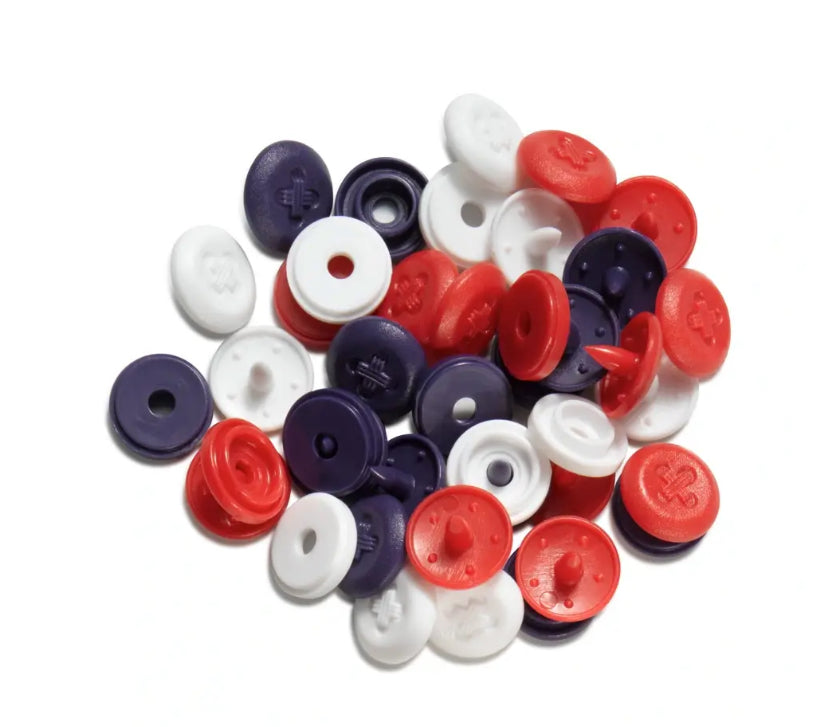Druckknopf Mini Color Snaps, Prym Love,9mm, Weiss Rot Marine Art.393603