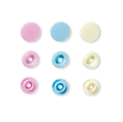 Druckknopf Color Snaps, Prym Love,12,4mm,Rosa ,Hellblau, Perle Art. 393007