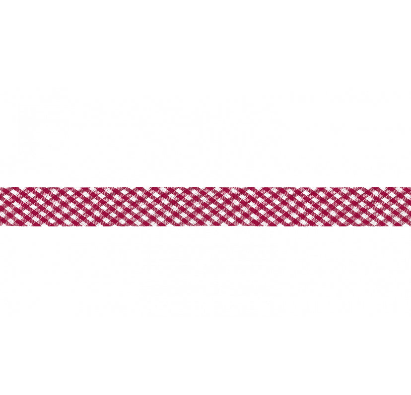 Baumwolle Einfassband 20mm Rot Weiß kariert