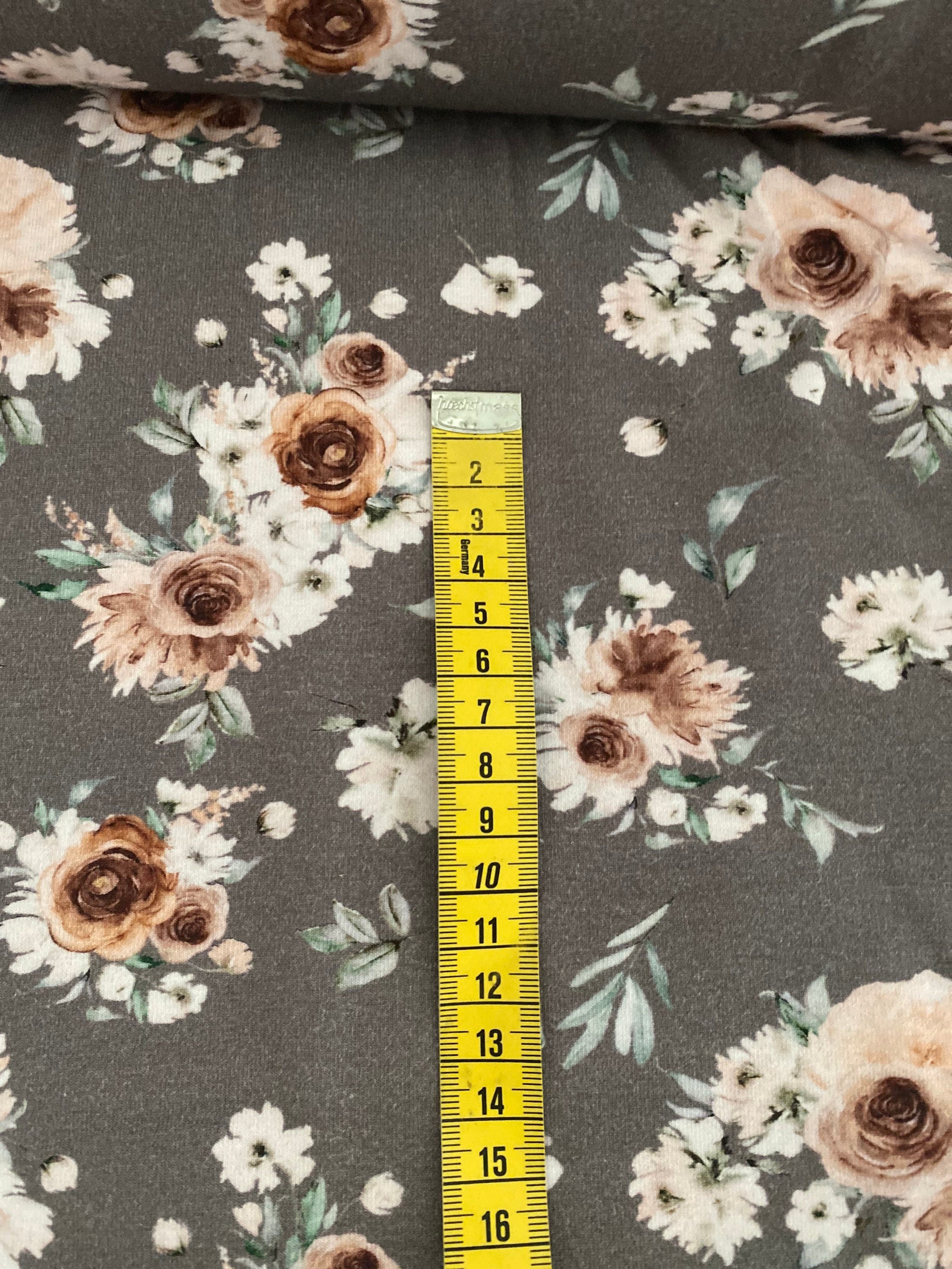 Baumwolle Jersey Stoff Blumen |Blätter | Meterware | Öko Tex 100