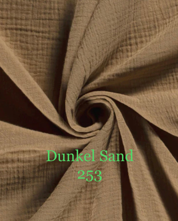 Musselin Double Gauze Uni Dunkel Sand