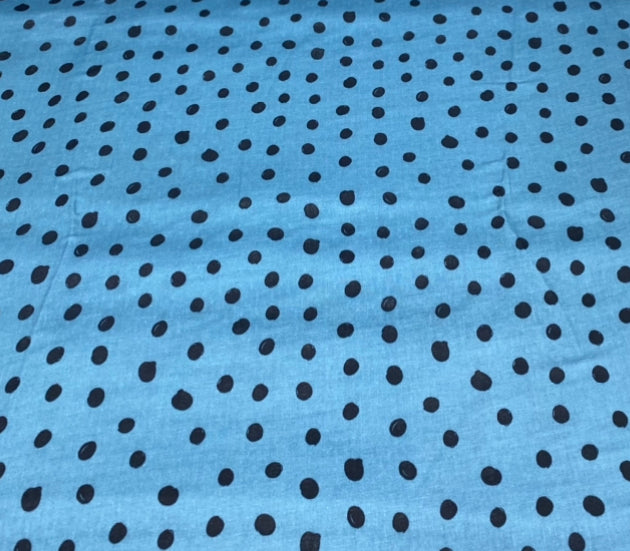 Glatt Musselin Stahlblau Punkte Dots