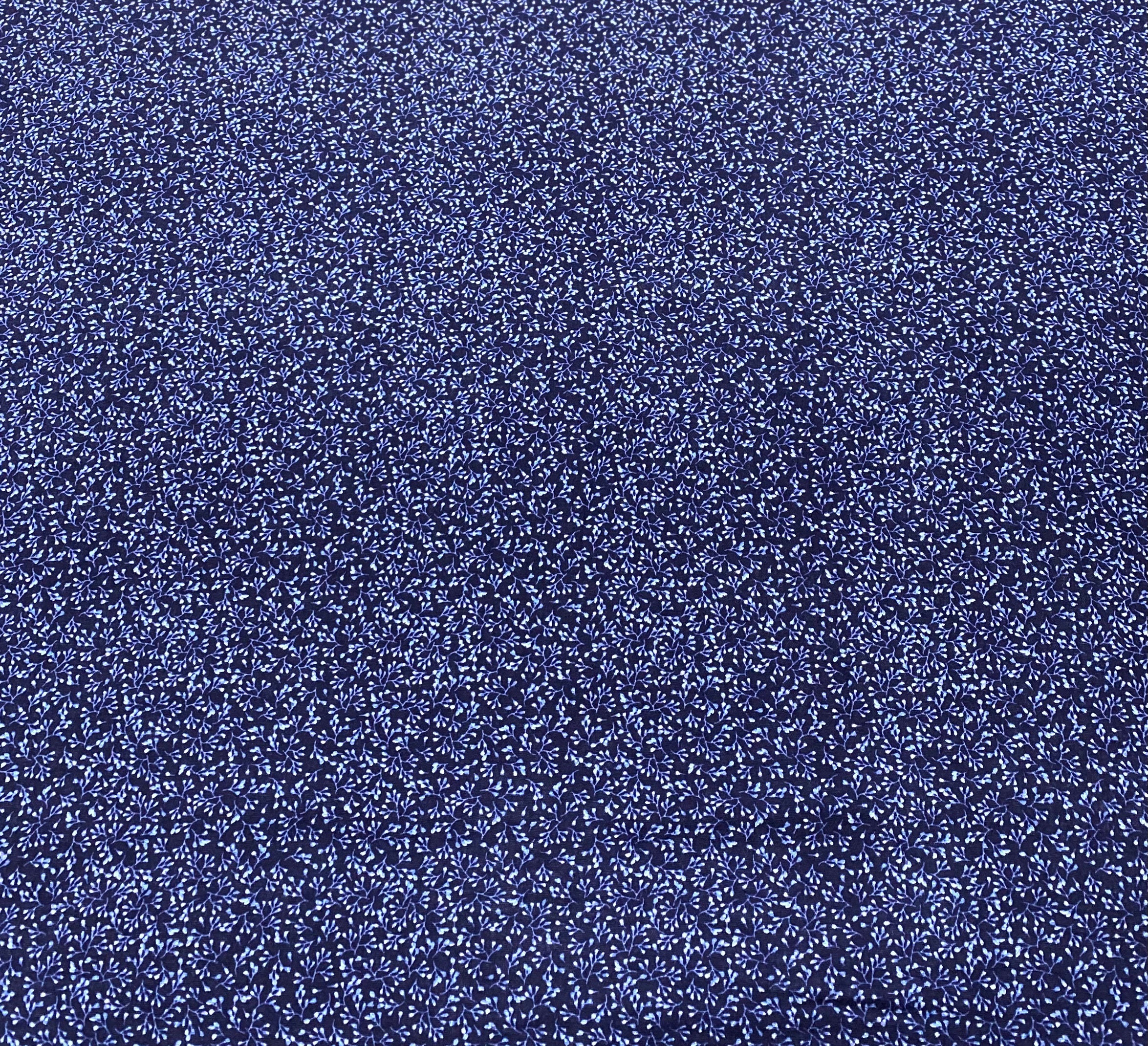 Musselin Bedruckt Zweige Blau